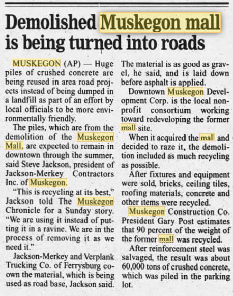 Muskegon Mall - June 2005 Article On Redevelopment